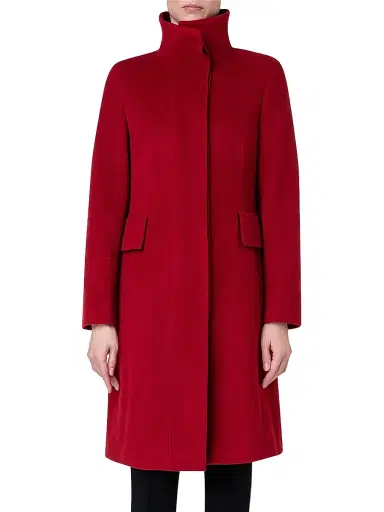 Akris punto Women's Long Wool-Blend Coat - Red - Size 14 | Thumbnail 1