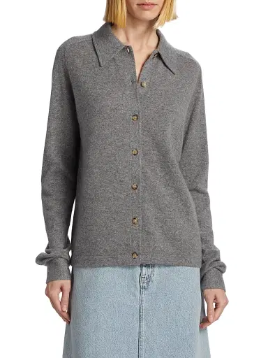 TOTEME Women's Cashmere Raglan-Sleeve Cardigan - Dark Grey - Size XL | Thumbnail 3