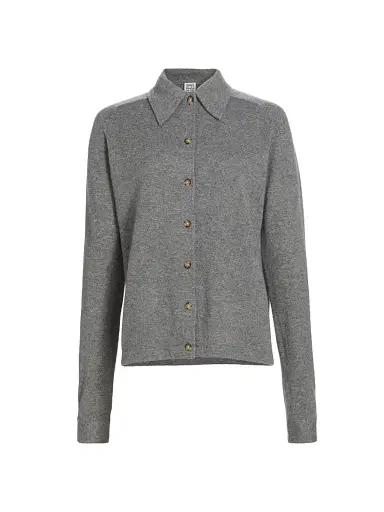 TOTEME Women's Cashmere Raglan-Sleeve Cardigan - Dark Grey - Size XL | Thumbnail 1