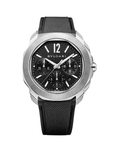 BVLGARI Men's Octo Roma Stainless Steel Chronograph Bracelet Watch - Black | Thumbnail 3