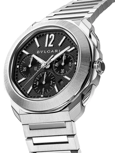 BVLGARI Men's Octo Roma Stainless Steel Chronograph Bracelet Watch - Black | Thumbnail 4