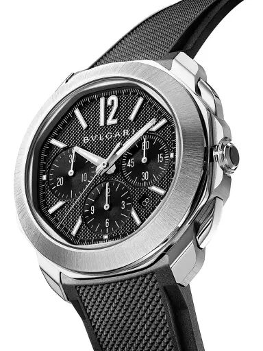 BVLGARI Men's Octo Roma Stainless Steel Chronograph Bracelet Watch - Black | Thumbnail 5