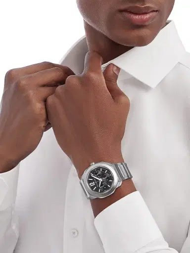 BVLGARI Men's Octo Roma Stainless Steel Chronograph Bracelet Watch - Black | Thumbnail 6