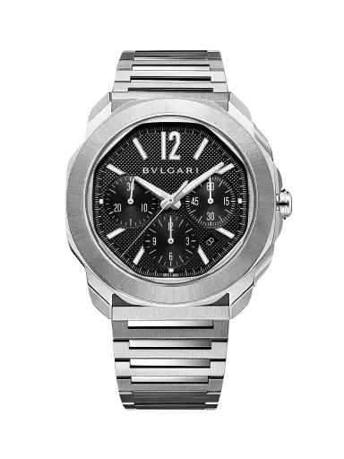 BVLGARI Men's Octo Roma Stainless Steel Chronograph Bracelet Watch - Black | Thumbnail 1