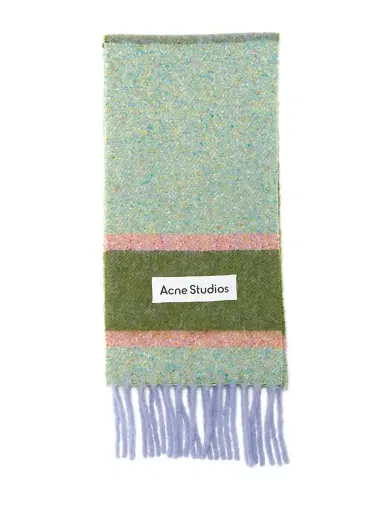 Acne Studios Women's Colorblocked Alpaca-Blend Scarf - Blue Green | Thumbnail 1
