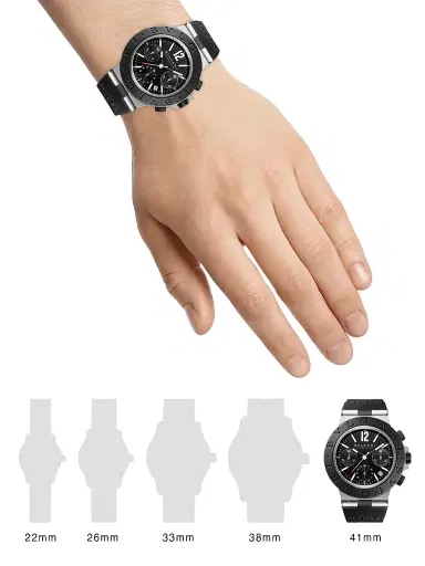 BVLGARI Men's Black Aluminium-Titanium & Rubber Chronograph Bracelet Watch - Black | Thumbnail 2