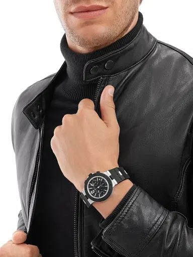 BVLGARI Men's Black Aluminium-Titanium & Rubber Chronograph Bracelet Watch - Black | Thumbnail 6
