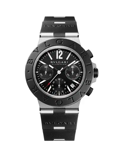 BVLGARI Men's Black Aluminium-Titanium & Rubber Chronograph Bracelet Watch - Black | Thumbnail 1