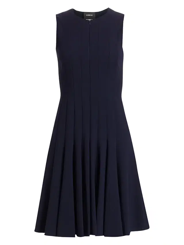Women's Zipper-Accented Wool Dress - Navy
