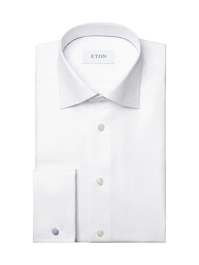 Eton Men's Contemporary-Fit Cavalry Twill French-Cuff Dress Shirt - White