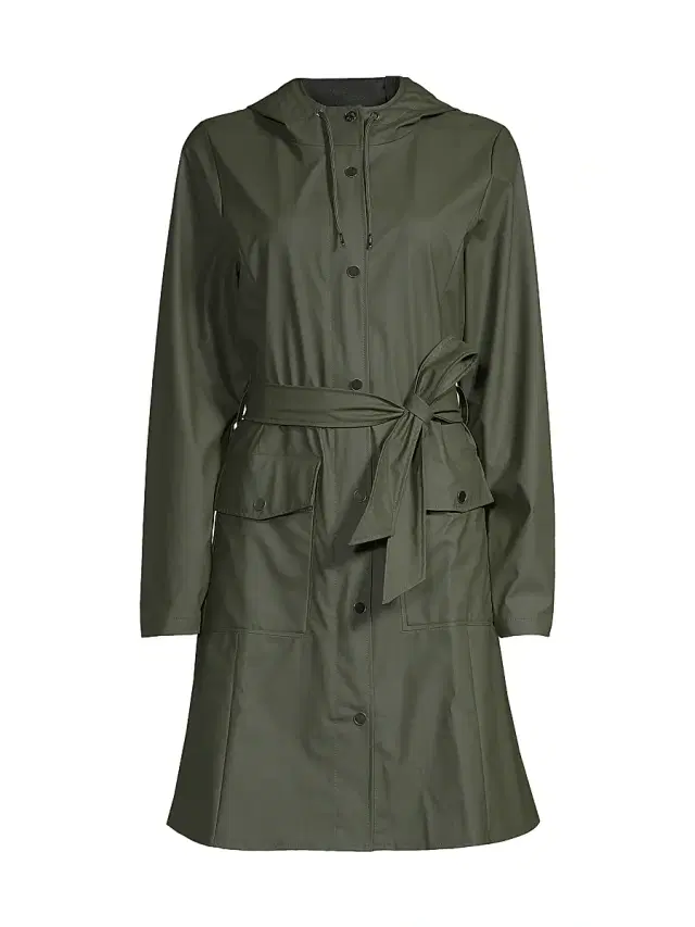 Rains Women's Curve Hooded Rain Jacket - Green