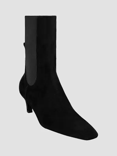 TOTEME Women's 50MM Suede Kitten-Heel Boots - Black - Size 11 | Thumbnail 2