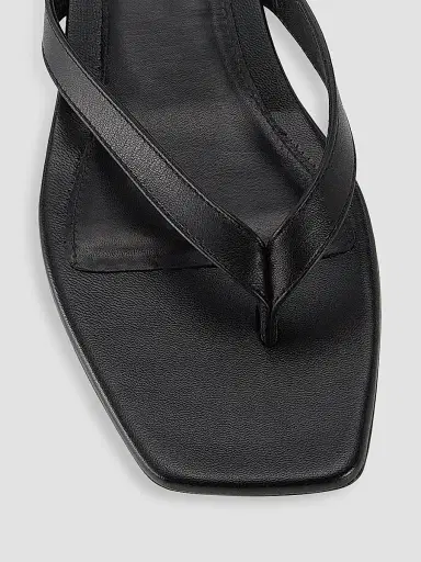 TOTEME Women's Leather Flip-Flop Kitten-Heel Sandals - Black - Size 9 | Thumbnail 4 TOTEME Women's Leather Flip-Flop Kitten-Heel Sandals - Black - Size 9 | Thumbnail 4