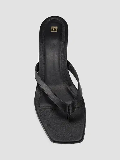 TOTEME Women's Leather Flip-Flop Kitten-Heel Sandals - Black - Size 9 | Thumbnail 5 TOTEME Women's Leather Flip-Flop Kitten-Heel Sandals - Black - Size 9 | Thumbnail 5