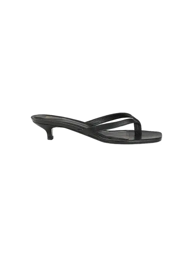 Toteme Women's Leather Flip-Flop Kitten-Heel Sandals - Black