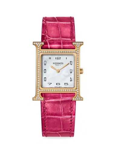 HERMÈS Women's Heure H 18K Rose Gold, 0.45 TCW Diamond & Alligator Strap Watch/26MM - Pink | Thumbnail 1 HERMÈS Women's Heure H 18K Rose Gold, 0.45 TCW Diamond & Alligator Strap Watch/26MM - Pink | Thumbnail 1