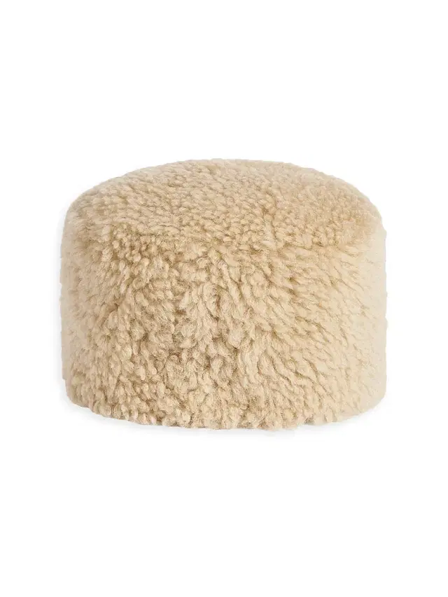 Women's Shearling Pillbox Hat - Butter