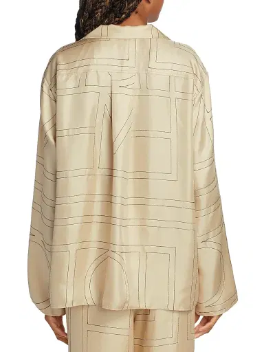 TOTEME Women's Logo Stitch Silk Top - Ivory Monogram - Size 12 | Thumbnail 5 TOTEME Women's Logo Stitch Silk Top - Ivory Monogram - Size 12 | Thumbnail 5