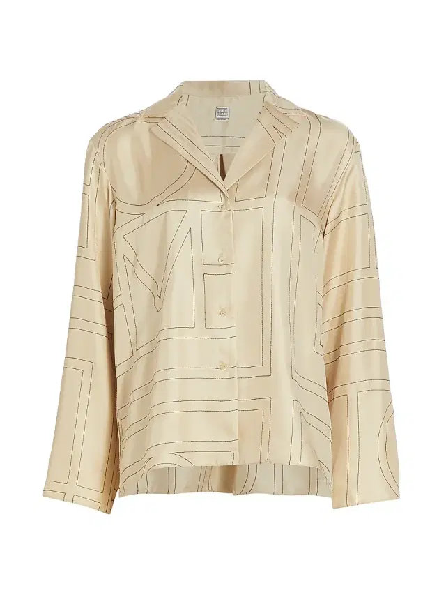 Toteme Women's Logo Stitch Silk Top -  Monogram