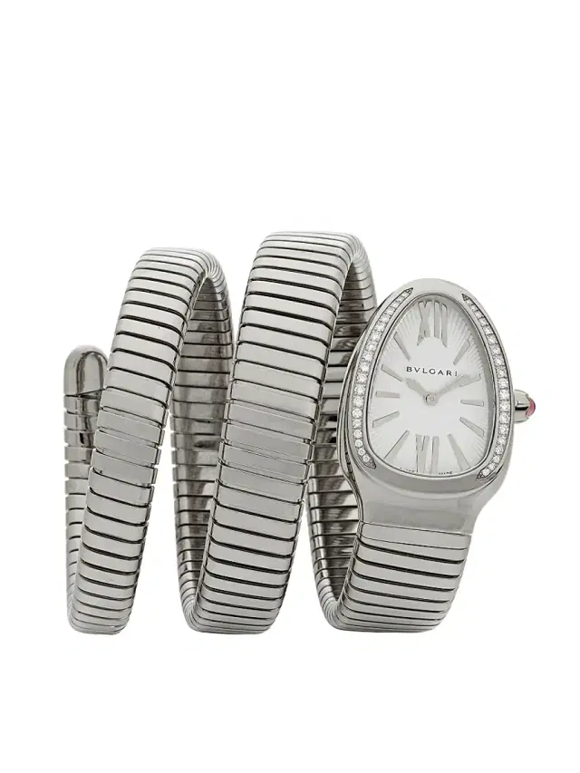 Women's Serpenti Tubogas Stainless Steel & Diamond Double Twist Watch - Silver