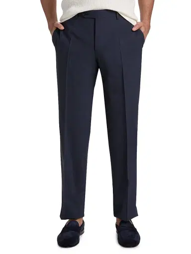 Canali Men's Stretch Wool Trousers - Blue - Size 32 | Thumbnail 3