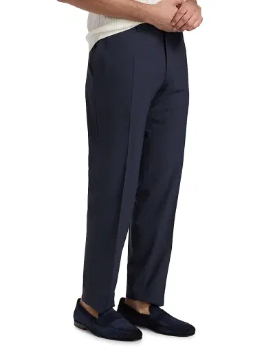 Canali Men's Stretch Wool Trousers - Blue - Size 32 | Thumbnail 4