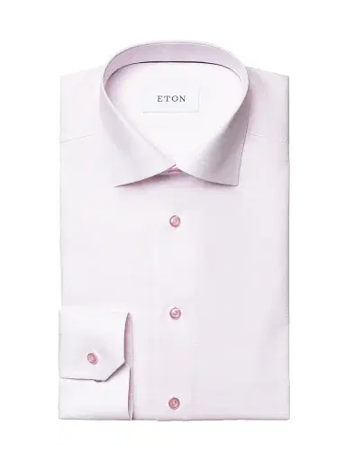 Eton Men's Contemporary-Fit Textured Solid Shirt - Pink Red - Size 18 | Thumbnail 1