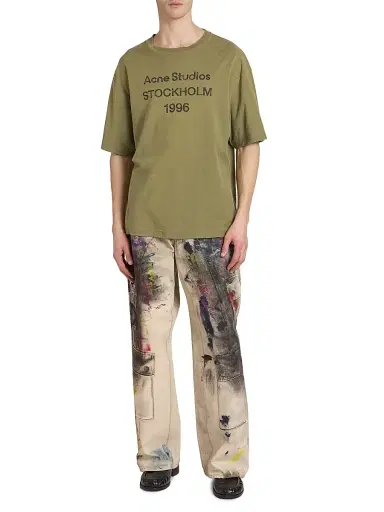 Acne Studios Men's Exford U 1996 Logo T-Shirt - Olive Green | Thumbnail 2 Acne Studios Men's Exford U 1996 Logo T-Shirt - Olive Green | Thumbnail 2
