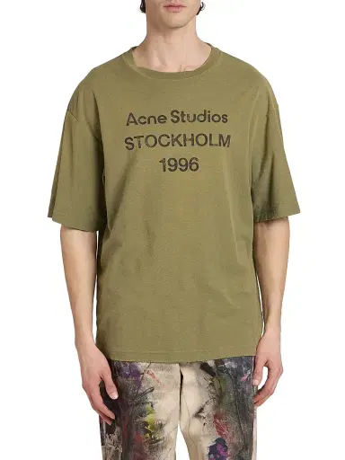 Acne Studios Men's Exford U 1996 Logo T-Shirt - Olive Green | Thumbnail 3 Acne Studios Men's Exford U 1996 Logo T-Shirt - Olive Green | Thumbnail 3