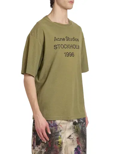 Acne Studios Men's Exford U 1996 Logo T-Shirt - Olive Green | Thumbnail 4 Acne Studios Men's Exford U 1996 Logo T-Shirt - Olive Green | Thumbnail 4