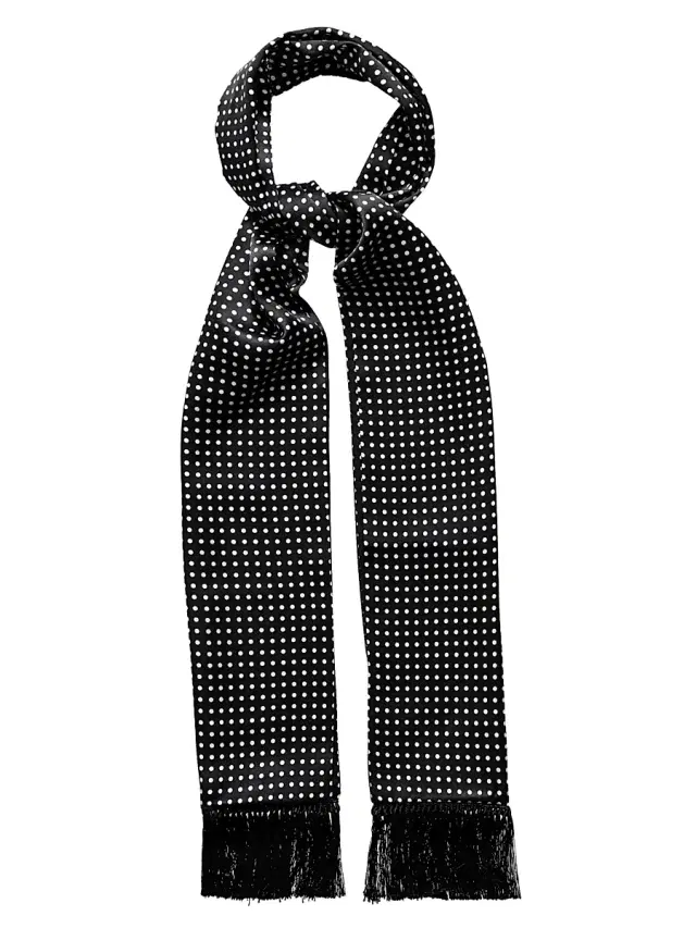 Men's Polka Dot Silk Scarf - Black