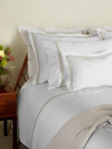 Amalia Home Collection Sónia Queen Flat Sheet - White Pale Grey Queen | Thumbnail 1