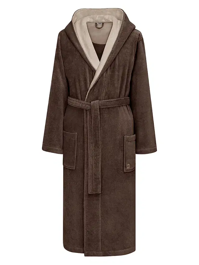 Women's Art Line Bathrobe - Warm Chocolate Beige