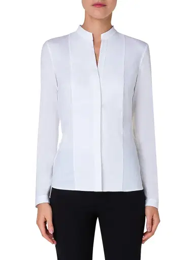 Akris punto Women's Elements Poplin Blouse - White - Size 16 | Thumbnail 3
