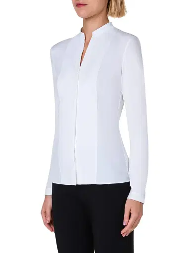 Akris punto Women's Elements Poplin Blouse - White - Size 16 | Thumbnail 4