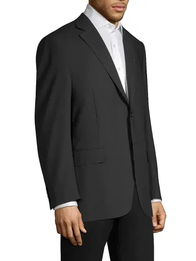 Canali Men's Classic Fit Wool Blazer - Black | Thumbnail 4