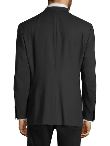 Canali Men's Classic Fit Wool Blazer - Black | Thumbnail 5