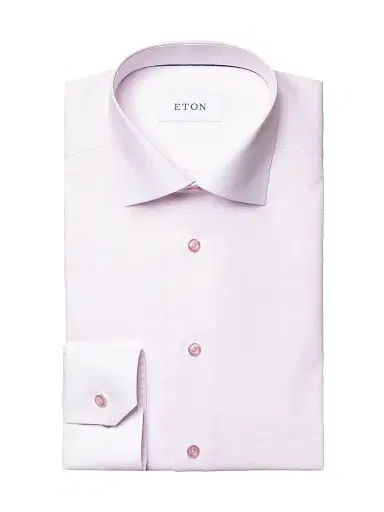 Eton Men's Slim-Fit Textured Solid Shirt - Pink Red - Size 17.5 | Thumbnail 1 Eton Men's Slim-Fit Textured Solid Shirt - Pink Red - Size 17.5 | Thumbnail 1
