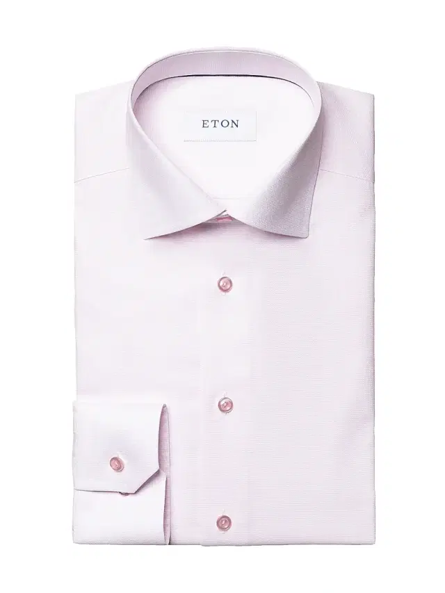 Men's Slim-Fit Textured Solid Shirt - Pink Red
