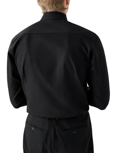 Eton Men's Slim-Fit Pin-Dot Piqué Shirt - Black | Thumbnail 4 Eton Men's Slim-Fit Pin-Dot Piqué Shirt - Black | Thumbnail 4
