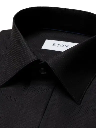 Eton Men's Slim-Fit Pin-Dot Piqué Shirt - Black | Thumbnail 5 Eton Men's Slim-Fit Pin-Dot Piqué Shirt - Black | Thumbnail 5