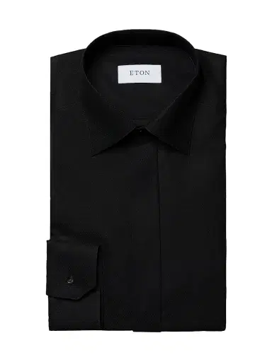 Eton Men's Slim-Fit Pin-Dot Piqué Shirt - Black | Thumbnail 1 Eton Men's Slim-Fit Pin-Dot Piqué Shirt - Black | Thumbnail 1