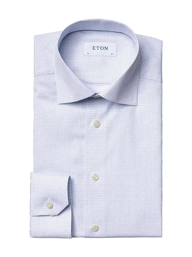 Men's Slim-Fit Micro Floral-Print Dress Shirt - Blue