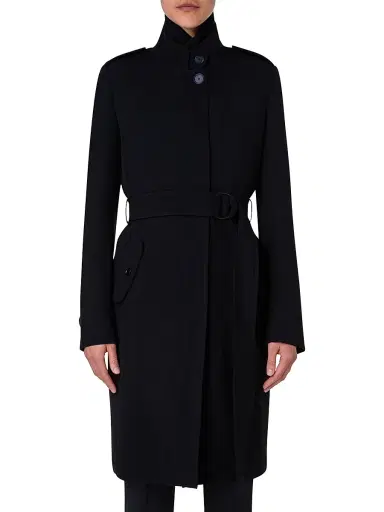 Akris punto Women's Virgin Wool Belted Long Jacket - Black - Size 14 | Thumbnail 3 Akris punto Women's Virgin Wool Belted Long Jacket - Black - Size 14 | Thumbnail 3