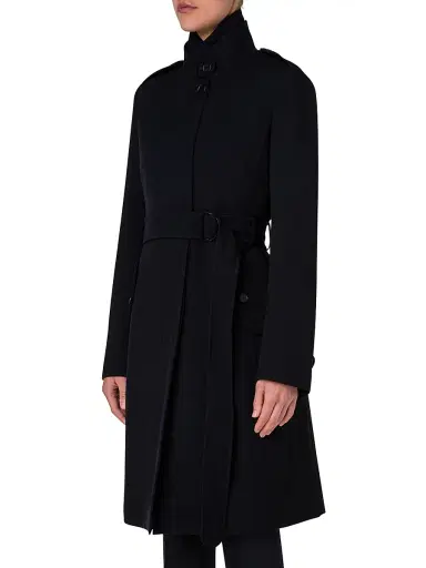 Akris punto Women's Virgin Wool Belted Long Jacket - Black - Size 14 | Thumbnail 4 Akris punto Women's Virgin Wool Belted Long Jacket - Black - Size 14 | Thumbnail 4