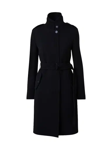 Akris punto Women's Virgin Wool Belted Long Jacket - Black - Size 14 | Thumbnail 1 Akris punto Women's Virgin Wool Belted Long Jacket - Black - Size 14 | Thumbnail 1