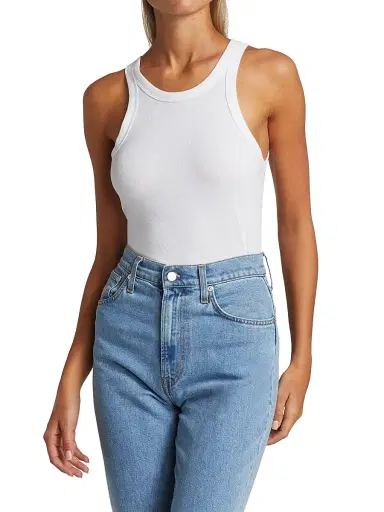 TOTEME Women's Curved Rib Tank Top - White - Size Large | Thumbnail 3