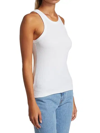 TOTEME Women's Curved Rib Tank Top - White - Size Large | Thumbnail 4