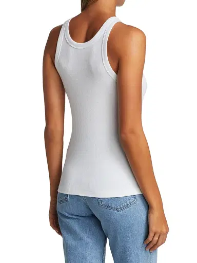 TOTEME Women's Curved Rib Tank Top - White - Size Large | Thumbnail 5