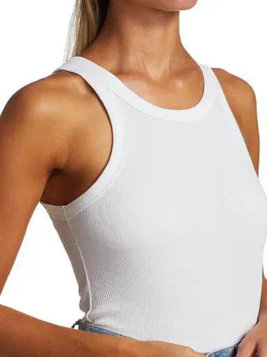 TOTEME Women's Curved Rib Tank Top - White - Size Large | Thumbnail 6